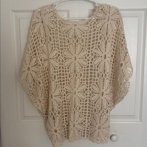 SHEIN Beige Crochet Blouse